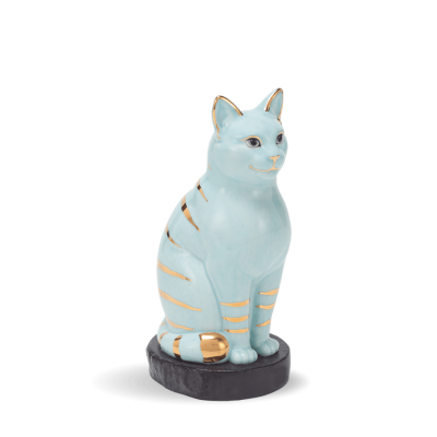 Mèo Đại Cát 17.4 cm - Xanh Ngọc - Trang trí vàng