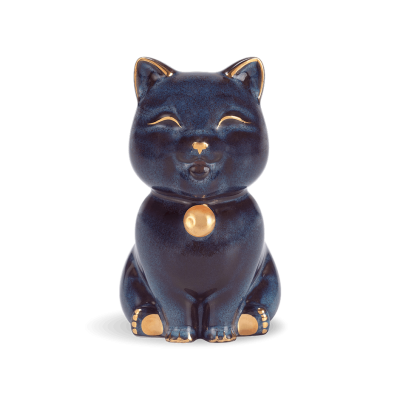 Mèo Vạn Phúc 9.5cm - Hỏa biến xanh dương - Trang trí vàng