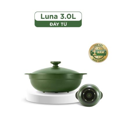 Nồi Sứ Dưỡng Sinh Healthy Cook Luna 3.0 L - bếp từ - Xanh Rêu